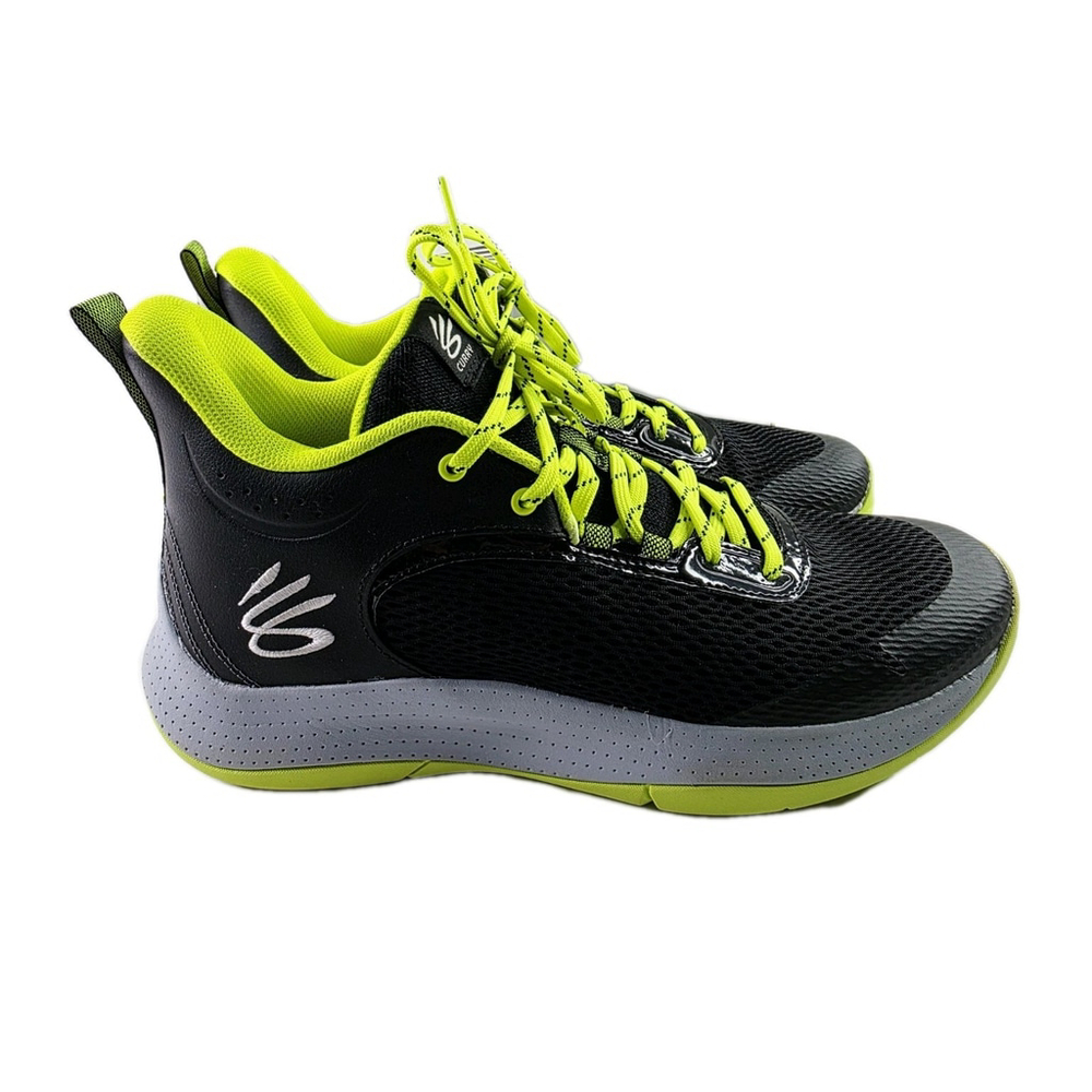 Under Armour Curry 3Z6 Black Volt Mod Grey Sneakers 3025090-001 Men's Size 10